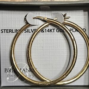 Brilliance Fine Jewelry Gold-Plated Sterling Silver Hoop Earrings